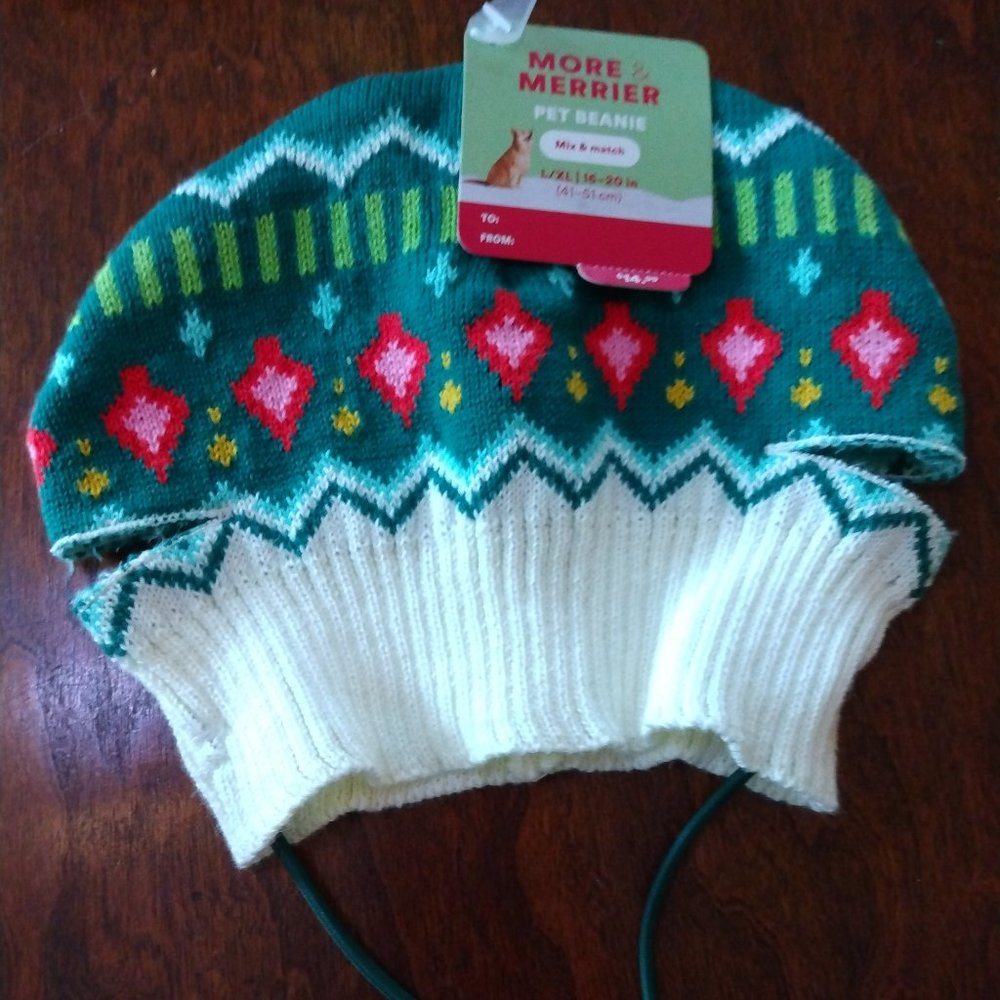Winter/Christmas Beanie Hat for dog L-XL, new